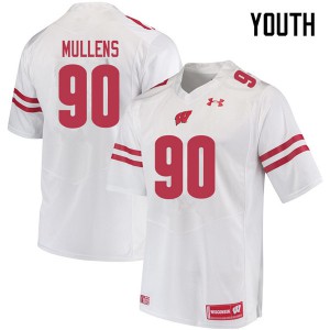 Youth Wisconsin Badgers Isaiah Mullens #90 College White Jerseys 574298-626