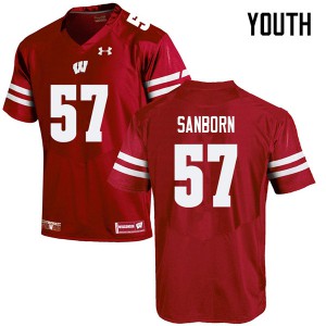 Youth Wisconsin Badgers Jack Sanborn #57 Stitched Red Jersey 684849-524
