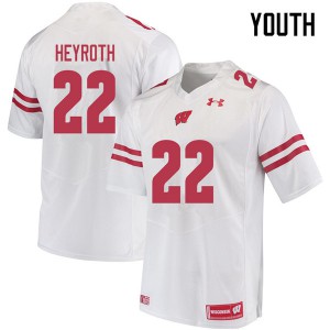 Youth Wisconsin Badgers Jacob Heyroth #22 White Stitch Jersey 237662-192