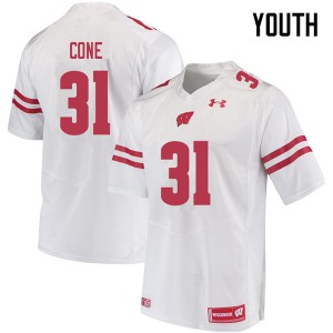 Youth Wisconsin Badgers Madison Cone #31 White Official Jerseys 263749-258