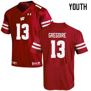 Youth Wisconsin Badgers Mike Gregoire #13 University Red Jersey 461714-701