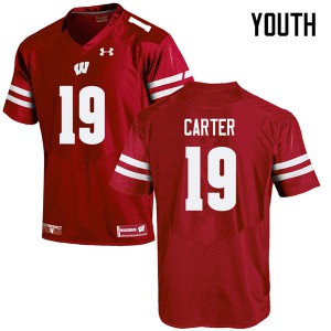 Youth Wisconsin Badgers Nate Carter #19 College Red Jerseys 956244-451