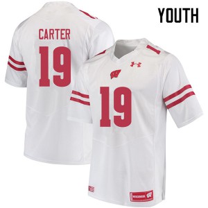 Youth Wisconsin Badgers Nate Carter #19 High School White Jerseys 816470-223