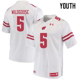 Youth Wisconsin Badgers Rachad Wildgoose #5 White Football Jerseys 370370-107