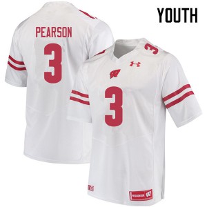 Youth Wisconsin Badgers Reggie Pearson #3 White Stitch Jerseys 527151-530