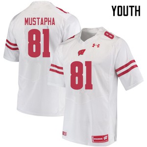 Youth Wisconsin Badgers Taj Mustapha #81 White College Jerseys 293334-726