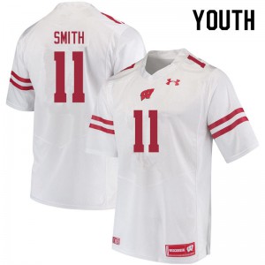 Youth Wisconsin Badgers Alexander Smith #11 Embroidery White Jersey 970174-320