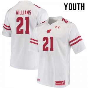 Youth Wisconsin Badgers Caesar Williams #21 White College Jerseys 421962-651