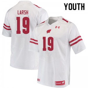 Youth Wisconsin Badgers Collin Larsh #19 White Embroidery Jerseys 618105-764