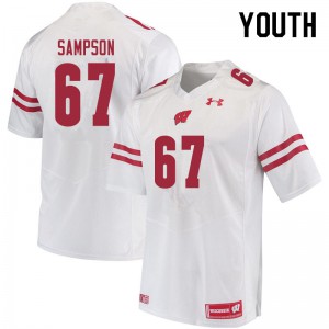 Youth Wisconsin Badgers Cormac Sampson #67 Stitched White Jerseys 628791-858