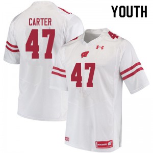 Youth Wisconsin Badgers Nate Carter #47 White Stitched Jerseys 531041-866