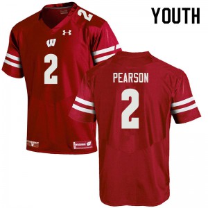 Youth Wisconsin Badgers Reggie Pearson #2 Stitch Red Jersey 179020-590