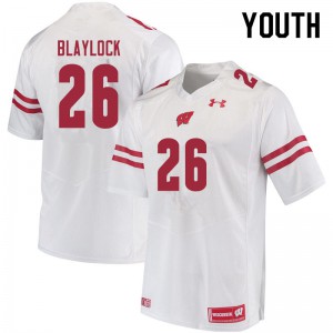 Youth Wisconsin Badgers Travian Blaylock #26 Official White Jersey 972050-435