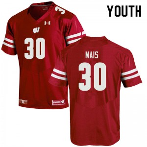 Youth Wisconsin Badgers Tyler Mais #30 Red Official Jersey 827262-847