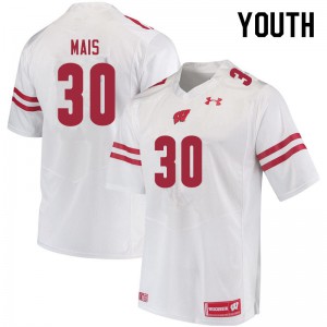 Youth Wisconsin Badgers Tyler Mais #30 White Embroidery Jerseys 140378-506
