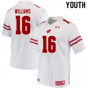 Youth Wisconsin Badgers Amaun Williams #16 Stitched White Jerseys 502086-648