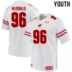 Youth Wisconsin Badgers Cade McDonald #96 Stitch White Jersey 722333-947