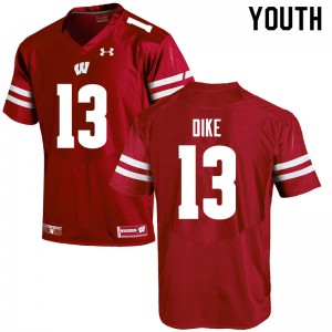 Youth Wisconsin Badgers Chimere Dike #13 Red Stitch Jerseys 291744-308