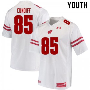 Youth Wisconsin Badgers Clay Cundiff #85 White Stitched Jersey 931177-457