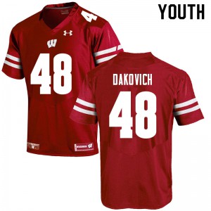 Youth Wisconsin Badgers Cole Dakovich #48 Stitched Red Jersey 439038-865