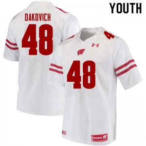 Youth Wisconsin Badgers Cole Dakovich #48 White Stitched Jerseys 704127-642