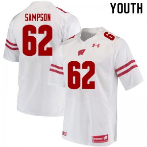 Youth Wisconsin Badgers Cormac Sampson #62 NCAA White Jerseys 835926-726