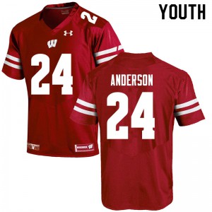 Youth Wisconsin Badgers Haakon Anderson #24 High School Red Jersey 921389-116