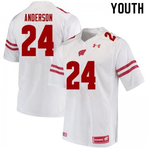 Youth Wisconsin Badgers Haakon Anderson #24 High School White Jersey 813591-760