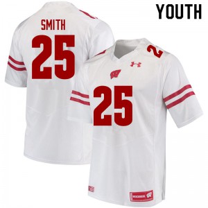 Youth Wisconsin Badgers Isaac Smith #25 Official White Jersey 424714-293