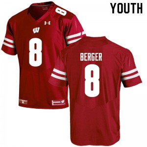 Youth Wisconsin Badgers Jalen Berger #8 Red Player Jersey 562216-703