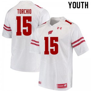 Youth Wisconsin Badgers John Torchio #15 White Stitched Jerseys 666430-539