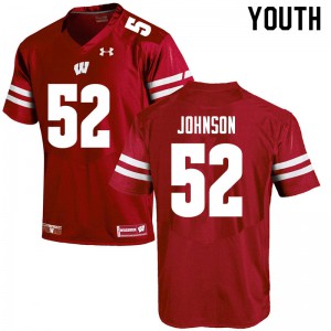 Youth Wisconsin Badgers Kaden Johnson #52 Red NCAA Jerseys 412234-815