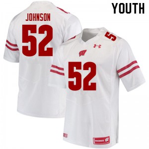 Youth Wisconsin Badgers Kaden Johnson #52 White College Jerseys 448044-567