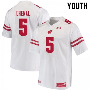 Youth Wisconsin Badgers Leo Chenal #5 White Embroidery Jerseys 535999-169
