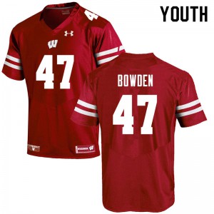 Youth Wisconsin Badgers Peter Bowden #47 Red Stitched Jersey 549111-189