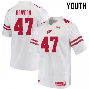 Youth Wisconsin Badgers Peter Bowden #47 White High School Jersey 202532-694