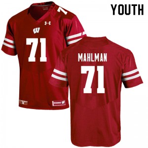 Youth Wisconsin Badgers Riley Mahlman #71 Red Stitched Jersey 183971-667