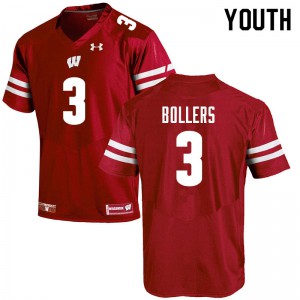 Youth Wisconsin Badgers T.J. Bollers #3 Red NCAA Jerseys 720595-810