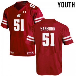 Youth Wisconsin Badgers Bryan Sanborn #51 Red Football Jerseys 528874-809