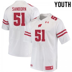 Youth Wisconsin Badgers Bryan Sanborn #51 Official White Jersey 618630-445