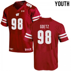 Youth Wisconsin Badgers C.J. Goetz #98 Red Official Jerseys 404433-475