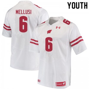 Youth Wisconsin Badgers Chez Mellusi #6 Official White Jersey 943185-502