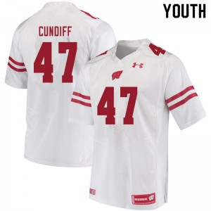 Youth Wisconsin Badgers Clay Cundiff #47 Embroidery White Jersey 866914-222
