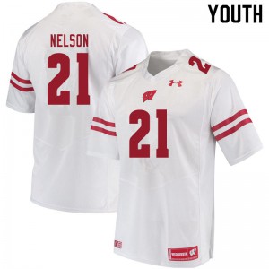 Youth Wisconsin Badgers Cooper Nelson #21 White Football Jerseys 852329-939