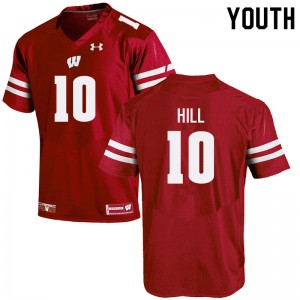 Youth Wisconsin Badgers Deacon Hill #10 Red Stitched Jersey 604489-904