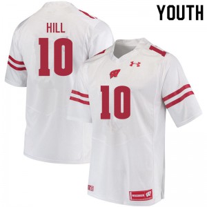 Youth Wisconsin Badgers Deacon Hill #10 Official White Jerseys 278556-550