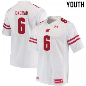 Youth Wisconsin Badgers Dean Engram #6 White Stitched Jersey 796942-777