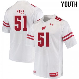 Youth Wisconsin Badgers Gio Paez #51 White Player Jerseys 124069-371