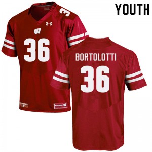 Youth Wisconsin Badgers Grover Bortolotti #36 Embroidery Red Jerseys 864721-276