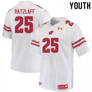 Youth Wisconsin Badgers Jake Ratzlaff #25 Embroidery White Jerseys 787689-143